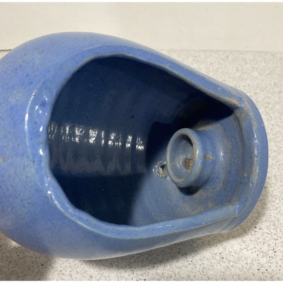 Studio Pottery Candle Holder Wall Sconce Primitive Farmhouse Blue Cottage Decor - Picture 8 of 9